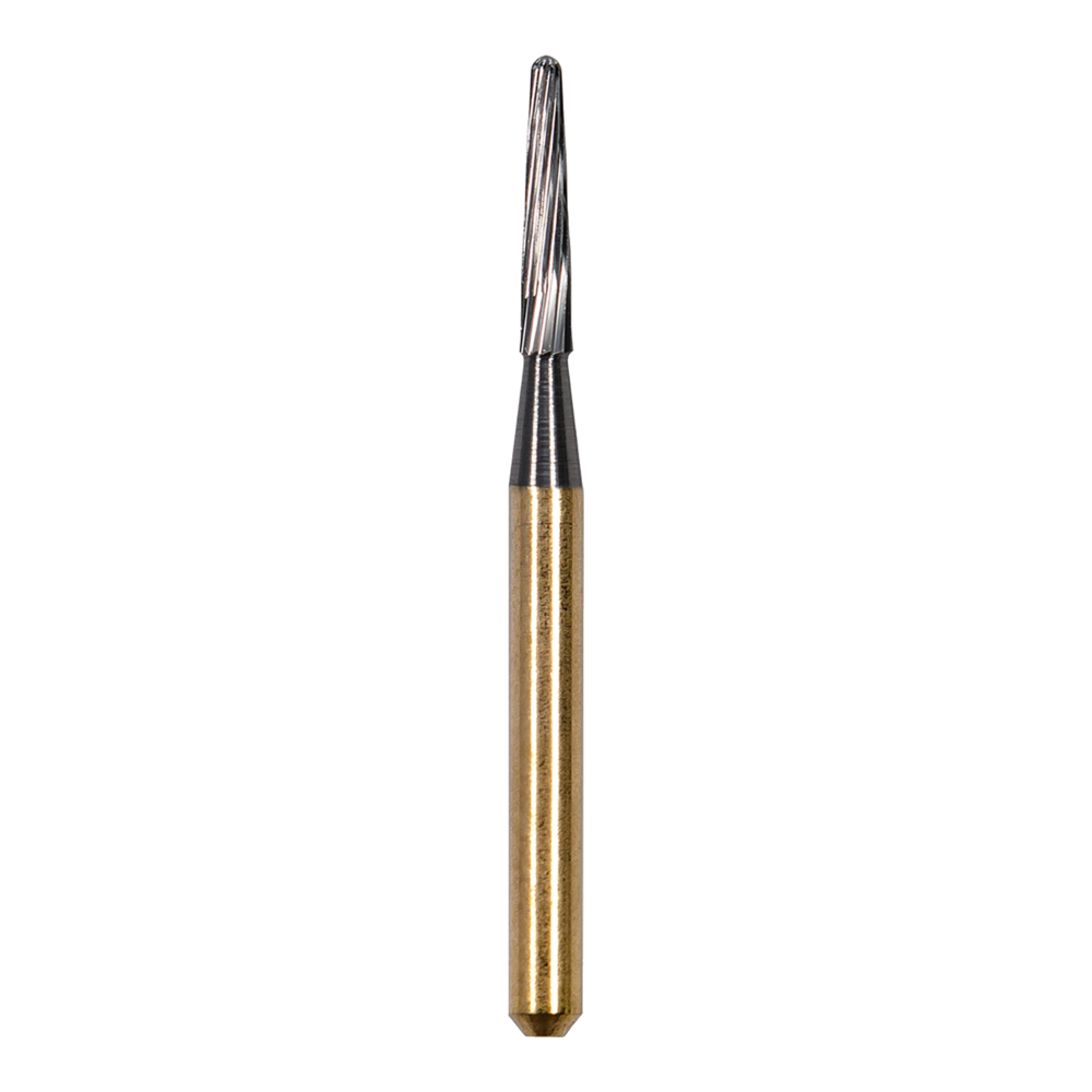 Carbide FG bur –Carbide FG bur – 12 blades - Gold plated Round End Taper