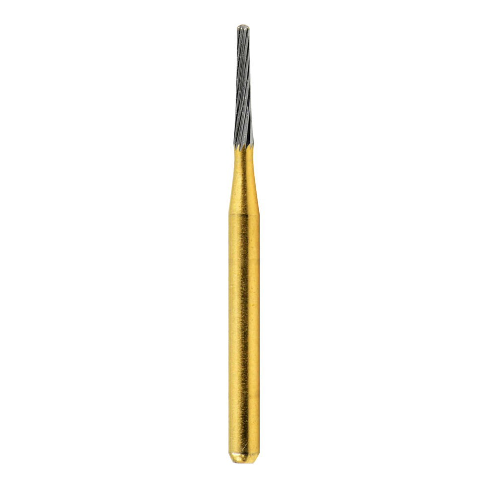Carbide FG bur –Carbide FG bur – 12 blades - Gold plated Round End Taper