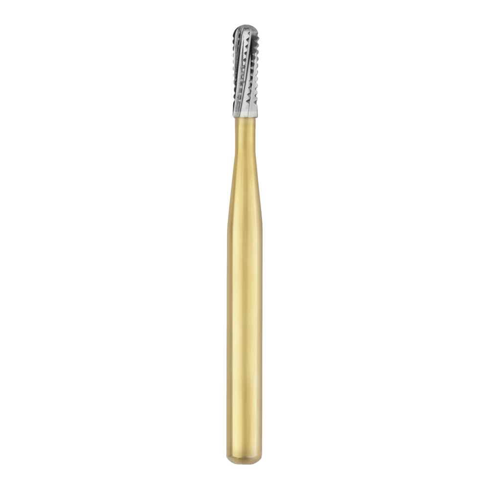 Carbide FG bur – BARRACUDA #1558 - Gold plated Round End Cross Cut Fissure