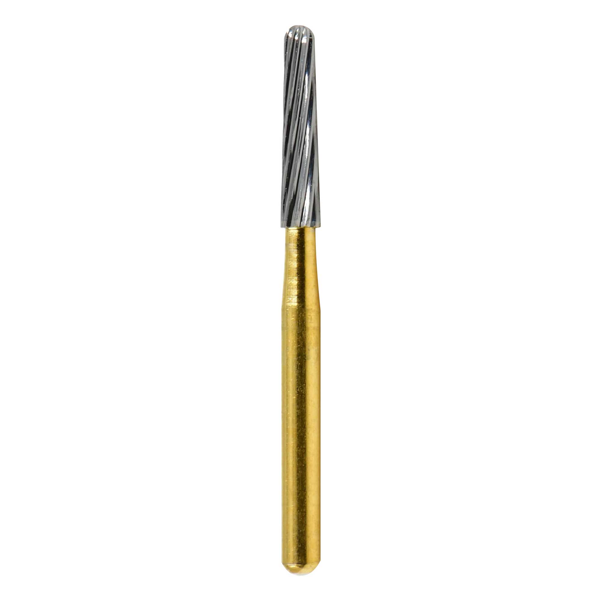 Carbide FG bur –Carbide FG bur – 12 blades - Gold plated Round End Taper – FG7675