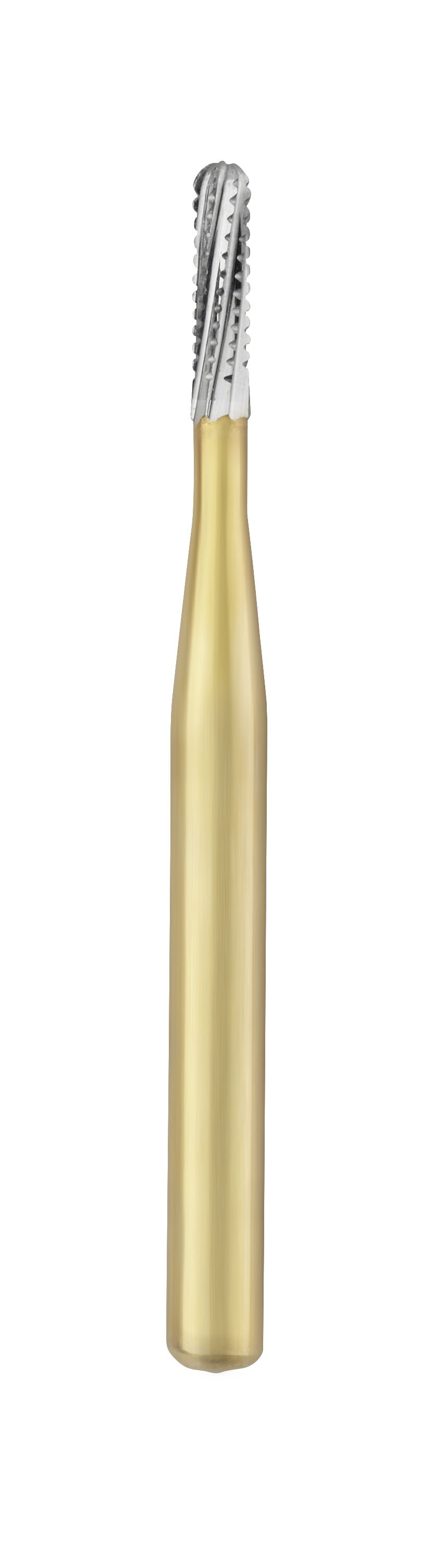 Carbide FG bur – BARRACUDA #1557 - Gold plated Round End Cross Cut Fissure – FGB1557