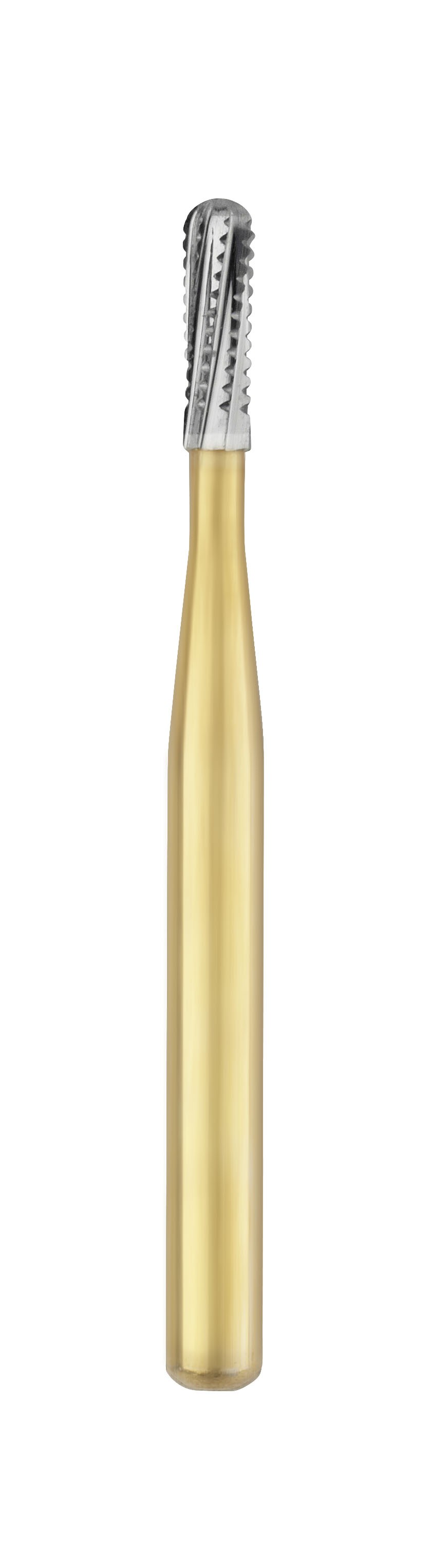 Carbide FG bur – BARRACUDA #1558 - Gold plated Round End Cross Cut Fissure – FGB1558