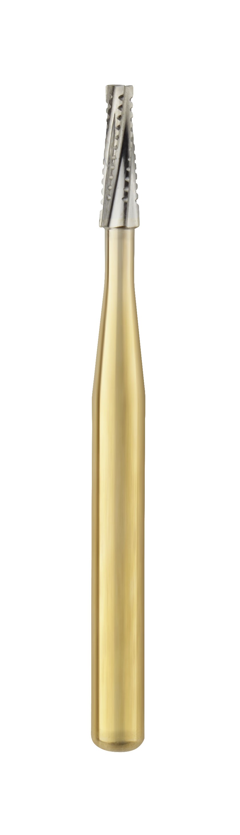 Carbide FG bur – BARRACUDA #701 - Gold plated Cross Cut Tapered Fissure